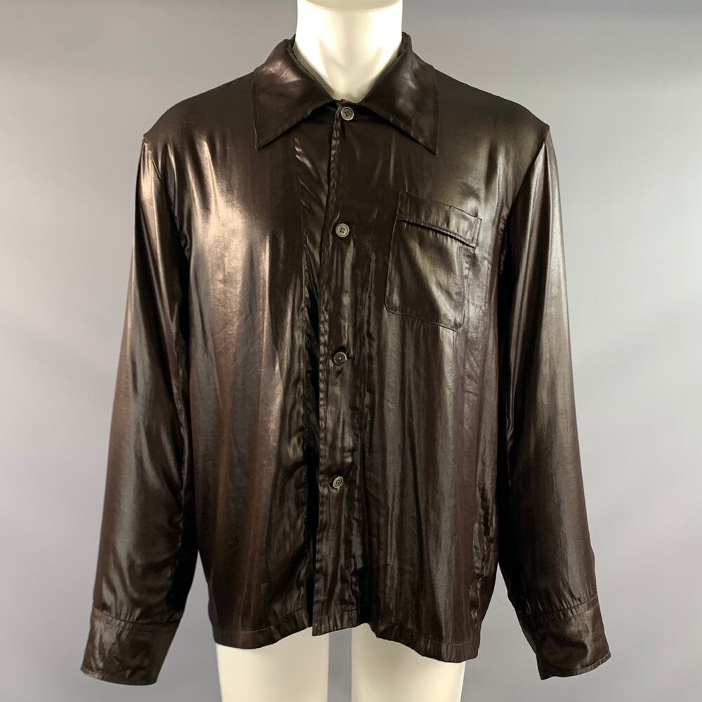 OUR LEGACY Size M Brown Dark brown Polyester Button Up Long Sleeve Shirt